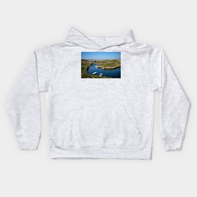 Seaton Sluice harbour Kids Hoodie by Violaman